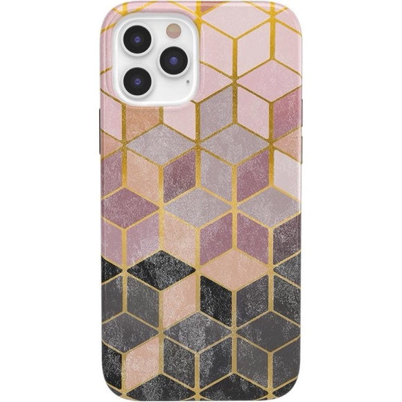 Casely Classic Stepping Up Geo Rose Gold Marble Phone Case iPhone 12 Pro Max New - Picture 1 of 3